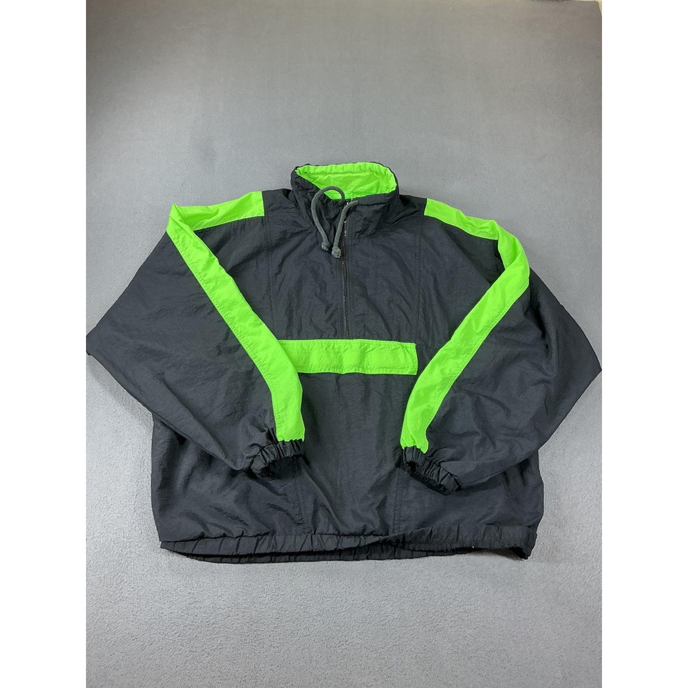 Express Jacket Mens M Black Windbreaker 1/4 Zip Lined Pockets Elastic Waist